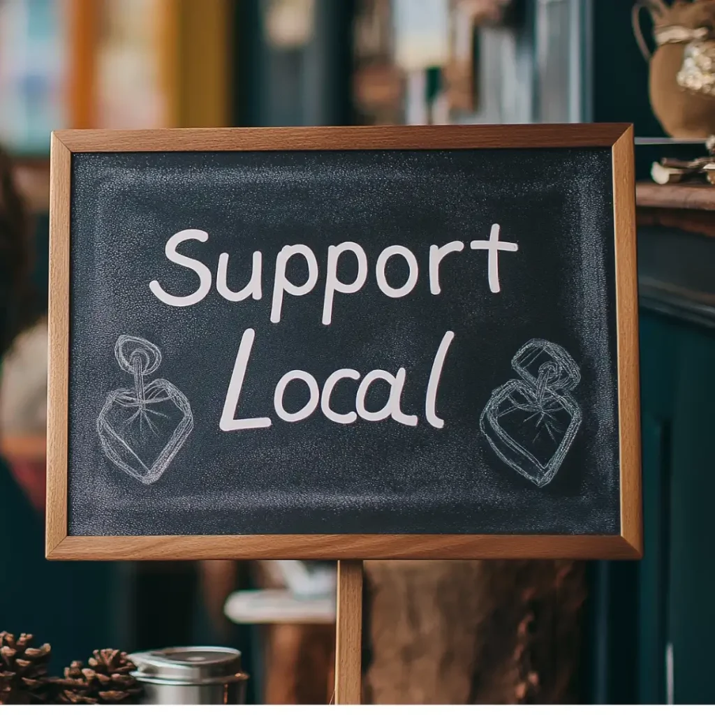 Pancarte “Support Local” illustrant le rôle des tiers-lieux dans le développement économique local